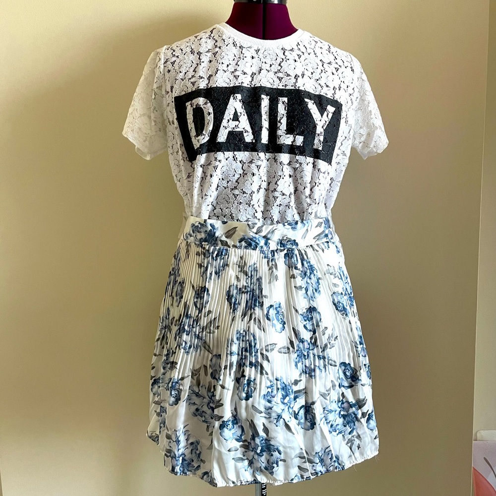 Blue and White Floral Skort